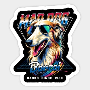 Mad Dog Borzoi Dog Sticker